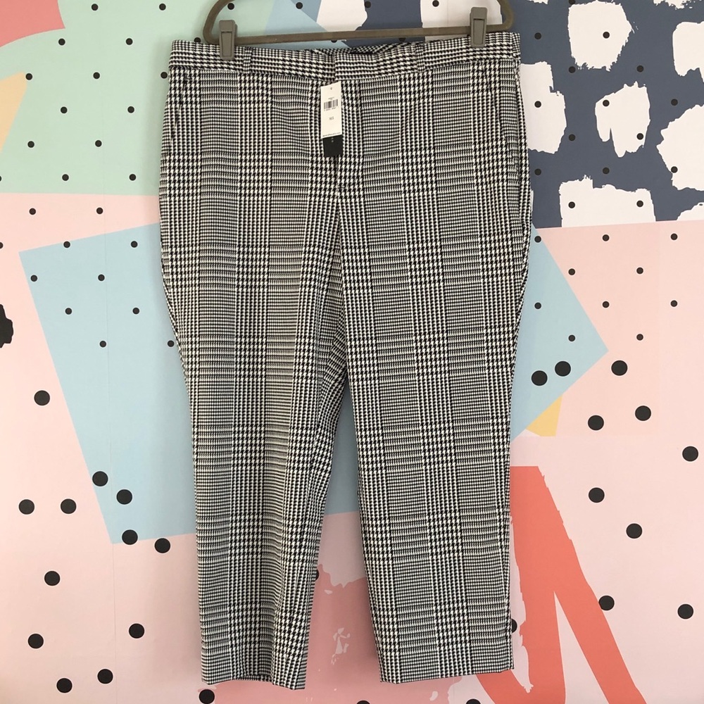 Banana Republic Women’s Avery Ankle Pant, Black & White Plaid, Size 16 Short
